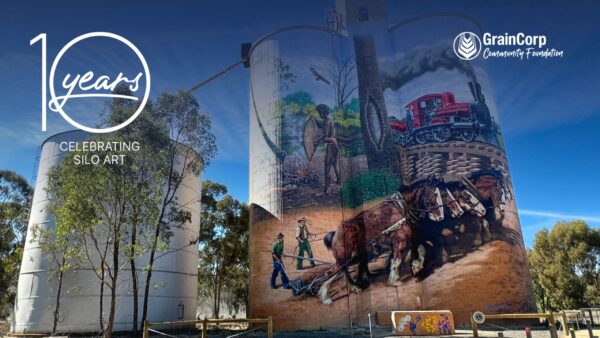 GrainCorp Teams Backgrounds - Celebrating 10 years of silo art Katamatite option 2