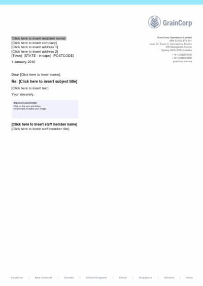 GrainCorp Letterhead Templates