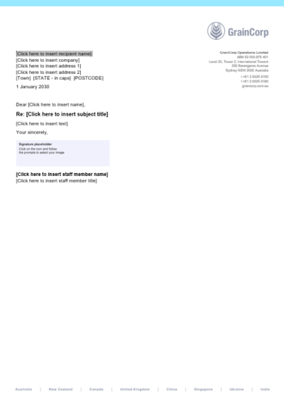 GrainCorp Letterhead Templates